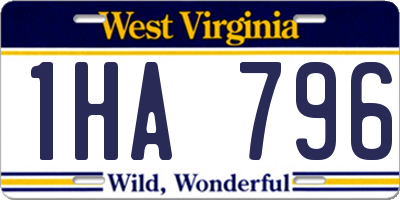 WV license plate 1HA796