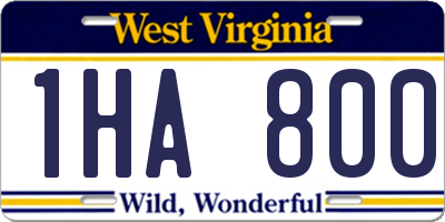 WV license plate 1HA800