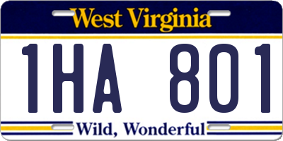 WV license plate 1HA801