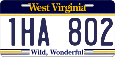 WV license plate 1HA802