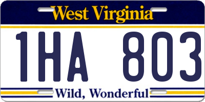 WV license plate 1HA803
