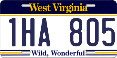 WV license plate 1HA805