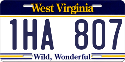 WV license plate 1HA807