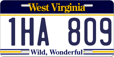 WV license plate 1HA809