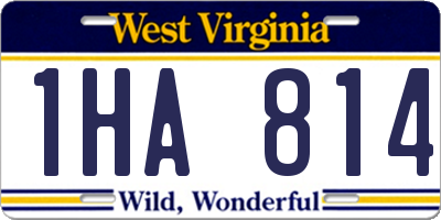 WV license plate 1HA814