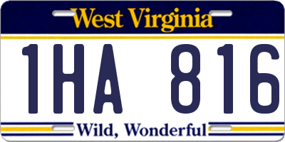 WV license plate 1HA816