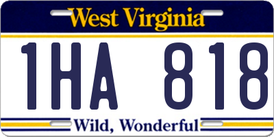 WV license plate 1HA818