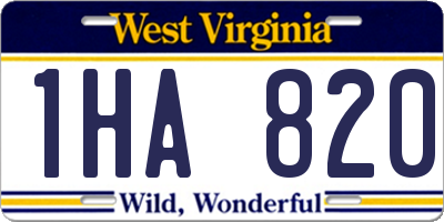 WV license plate 1HA820