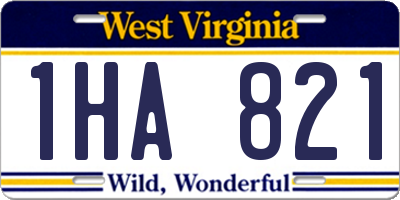 WV license plate 1HA821