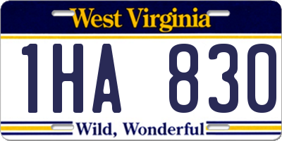 WV license plate 1HA830
