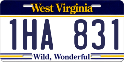 WV license plate 1HA831