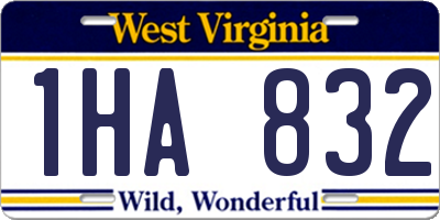 WV license plate 1HA832