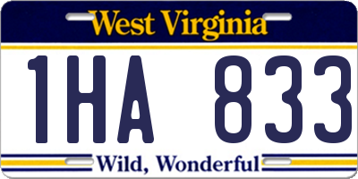 WV license plate 1HA833