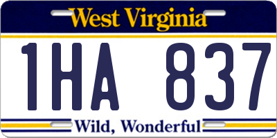 WV license plate 1HA837