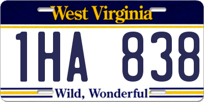 WV license plate 1HA838