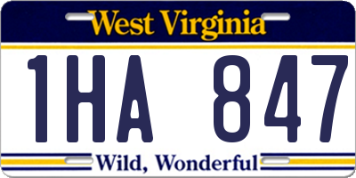 WV license plate 1HA847
