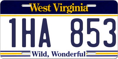 WV license plate 1HA853