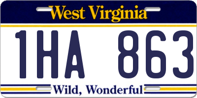 WV license plate 1HA863