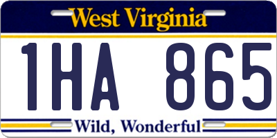 WV license plate 1HA865
