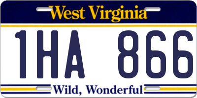 WV license plate 1HA866