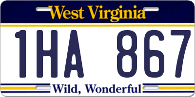 WV license plate 1HA867