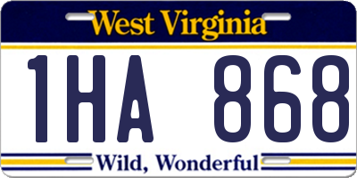 WV license plate 1HA868