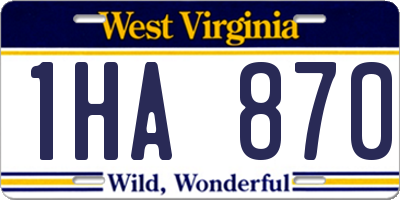 WV license plate 1HA870