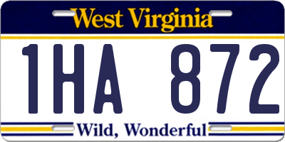 WV license plate 1HA872
