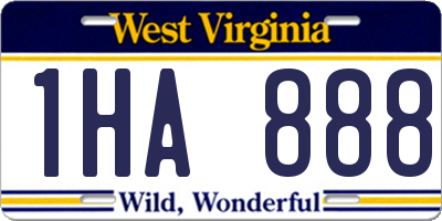 WV license plate 1HA888