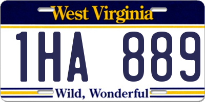 WV license plate 1HA889