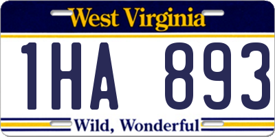 WV license plate 1HA893