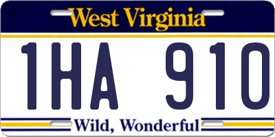 WV license plate 1HA910