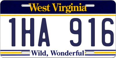 WV license plate 1HA916