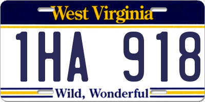 WV license plate 1HA918