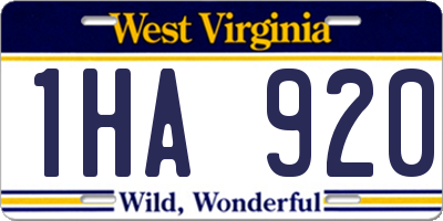 WV license plate 1HA920