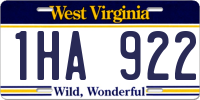 WV license plate 1HA922