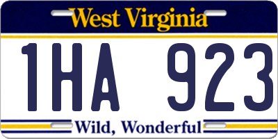 WV license plate 1HA923