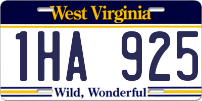 WV license plate 1HA925