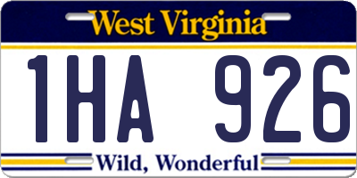 WV license plate 1HA926