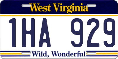 WV license plate 1HA929