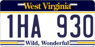 WV license plate 1HA930