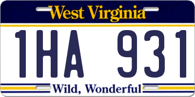 WV license plate 1HA931