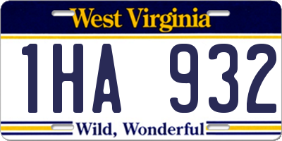 WV license plate 1HA932