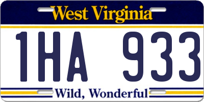 WV license plate 1HA933