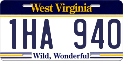 WV license plate 1HA940