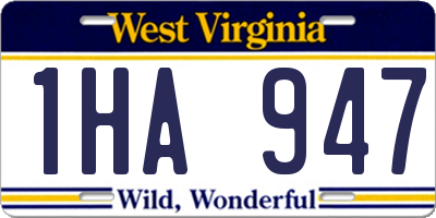 WV license plate 1HA947