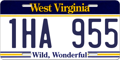 WV license plate 1HA955