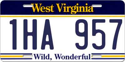 WV license plate 1HA957