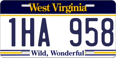 WV license plate 1HA958