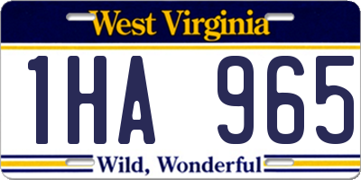 WV license plate 1HA965